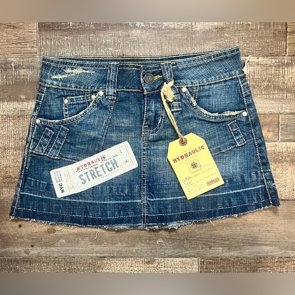 Y2K Hydraulic Jean Mini Skirt Size 1/2